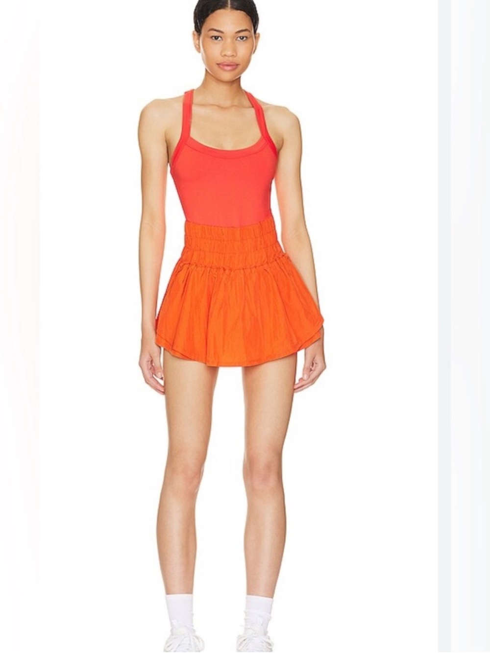 FP Movement by Free People Bright Orange Tiered Mini Dress